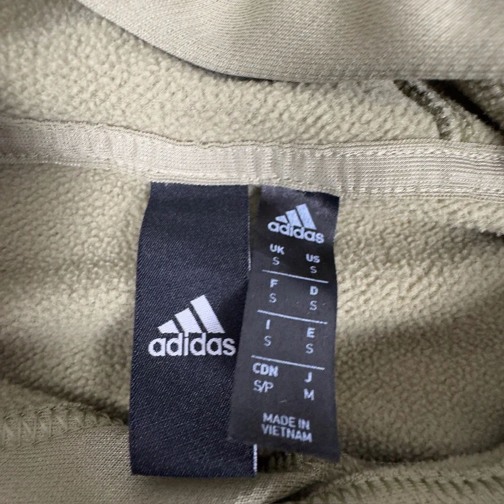 Adidas Hoodie Mens Small Tan AEROREADY Pullover Graphic Logo Sweatshirt